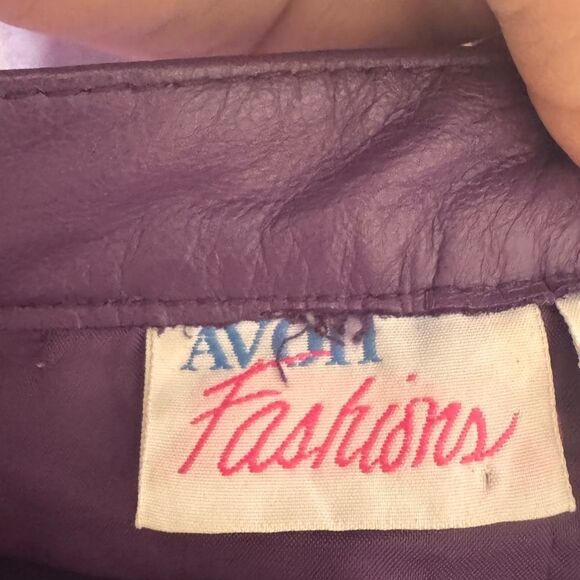 Vintage 80s/90s Avon Fashions Purple Soft Leather Pencil Skirt – Size 5/6 - Picture 6 of 9